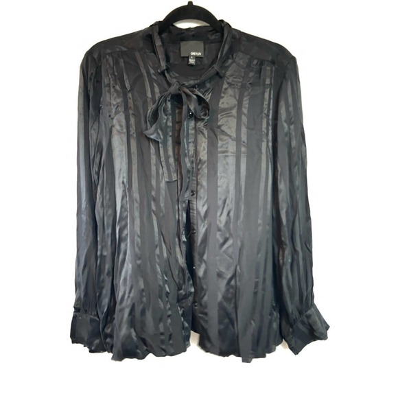 Greylin Womens button Down Chasing Shadows Black stripe size L - Picture 1 of 4